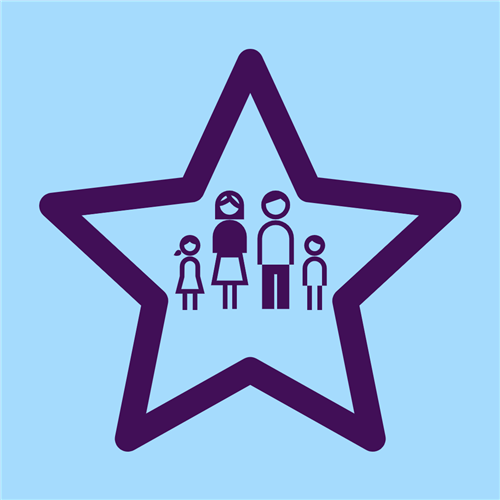 Star with stick figure family in the middle of the star 